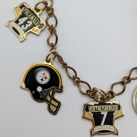 Y2K Pittsburgh Steelers NFL Football Charm Bracelet Roethlisberger Ward Polamalu - Picture 3 of 9